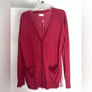 NWT, maroon long sleeve long cardigan, size XL